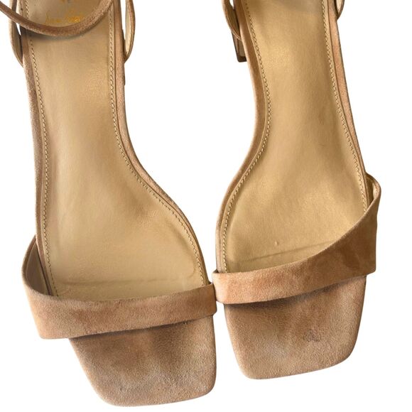 Sam Edelman Tan Suede Block Heel Sandals | Ankle Strap Heels - Picture 3 of 12
